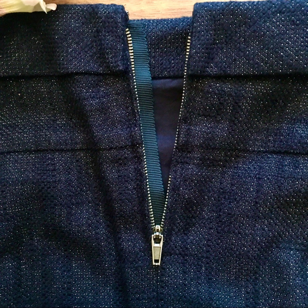 🌸 JCREW LINED SHIMMER THREAD NAVY BLUE SKIRT NO FLAWS - Picture 3 of 11